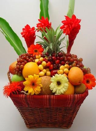 Fresh Fruit and Flower Basket