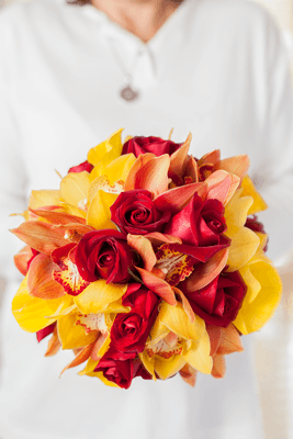 Rose,Orchid and calla Bouquet